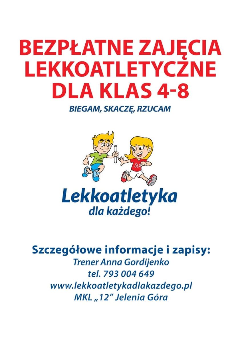Jelenia Góra: Bezpłatne zajęcia lekkoatletyczne