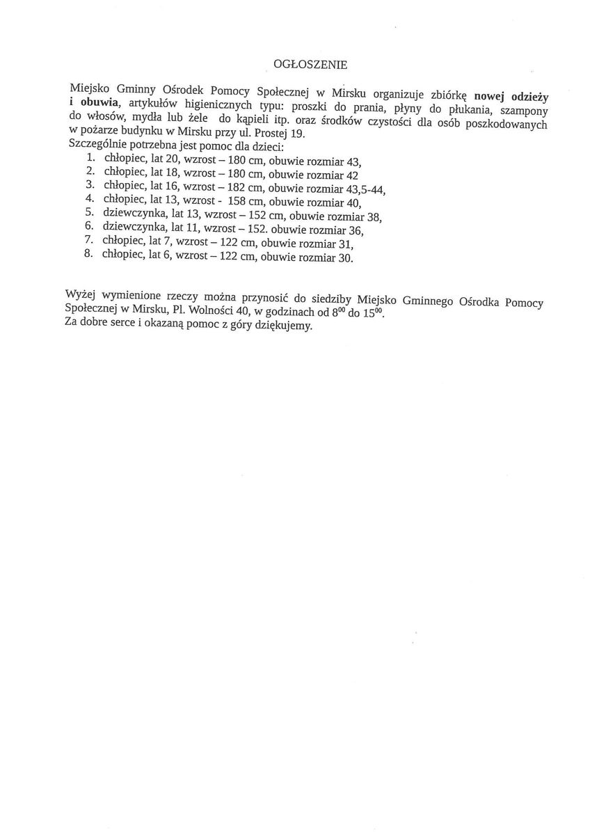 Mirsk: Dla pogorzelców