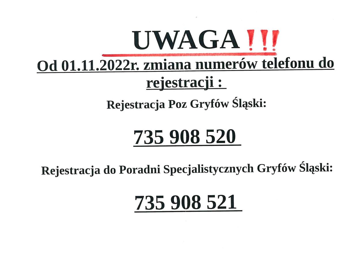 Gryfów Śląski: Nowe numery telefonów