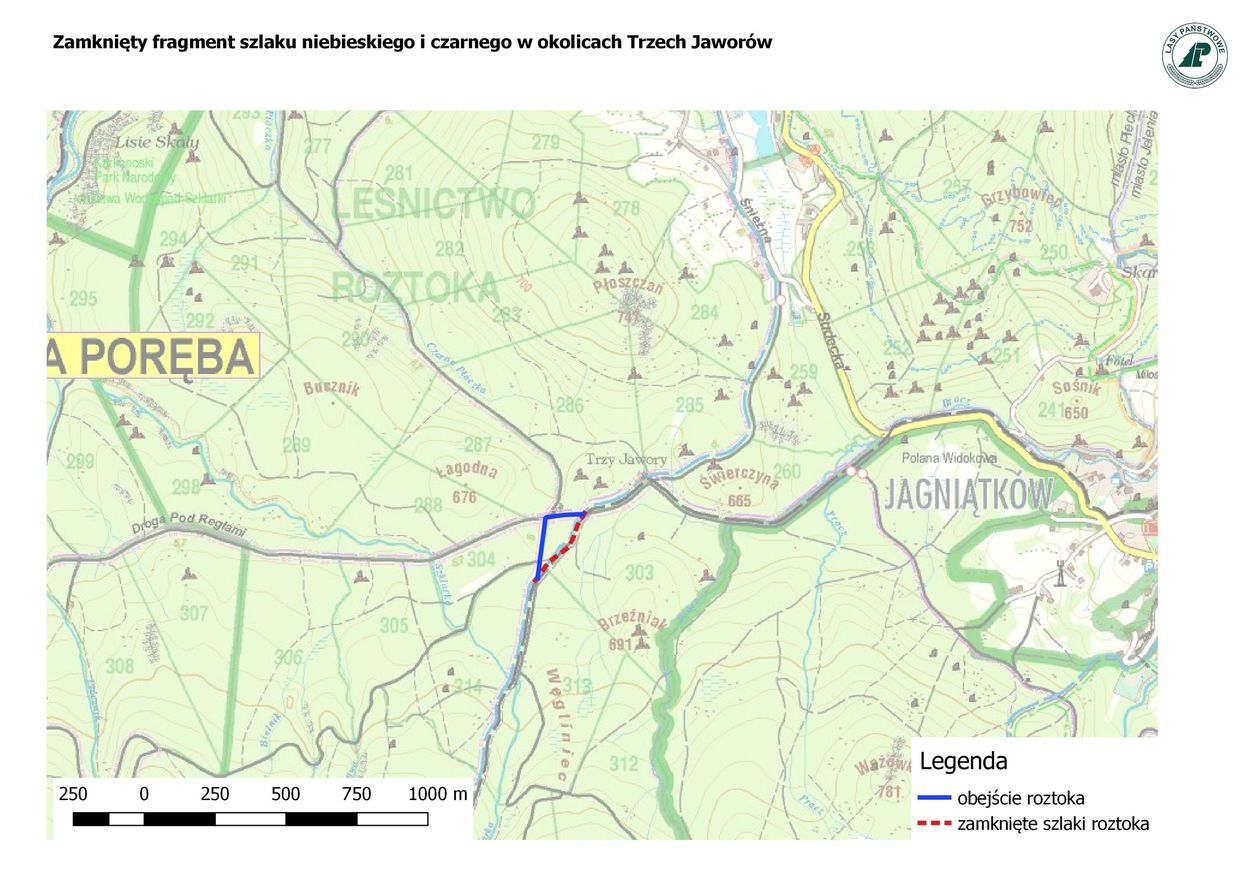 Szklarska Poręba: Zamknięty fragment szlaku