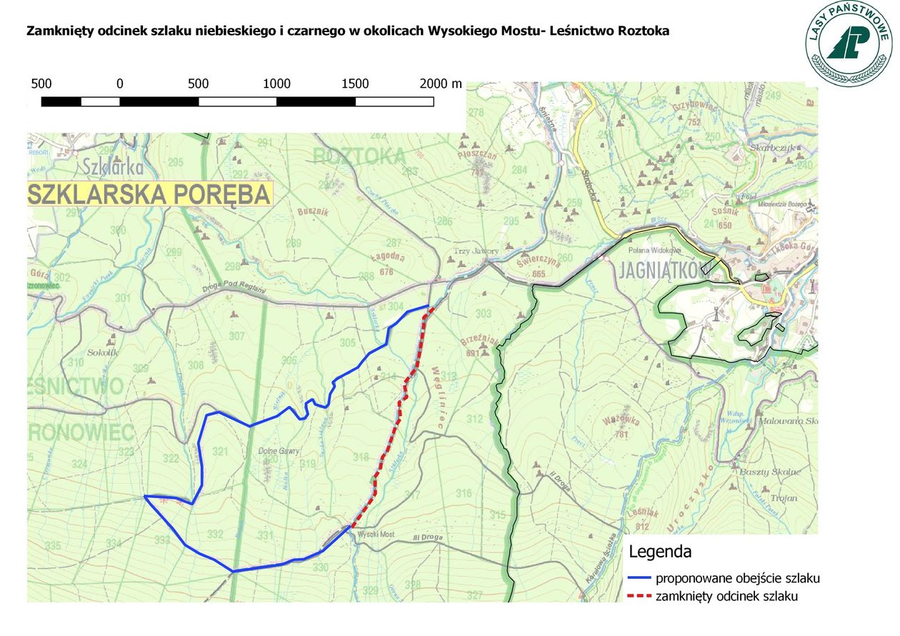 Karkonosze: Zamknięty szlak przy Wysokim Moście