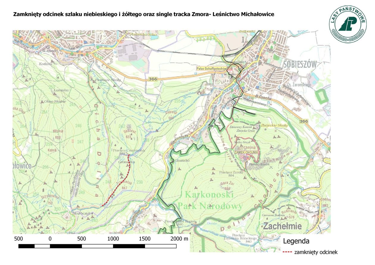 Sobieszów: Zamknięty szlak z Sobieszowa