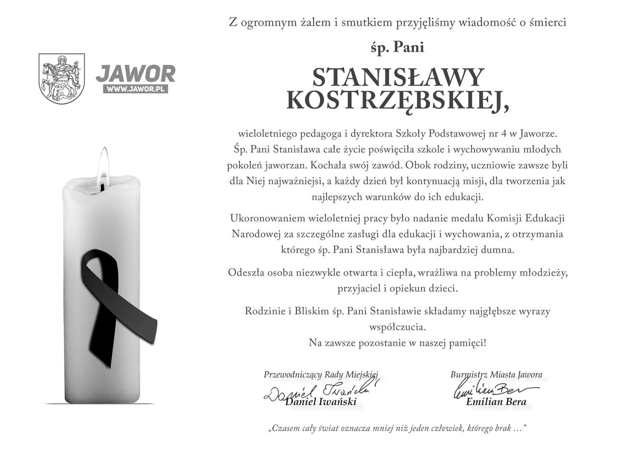 Jawor: Odeszła Stanisława Kostrzębska