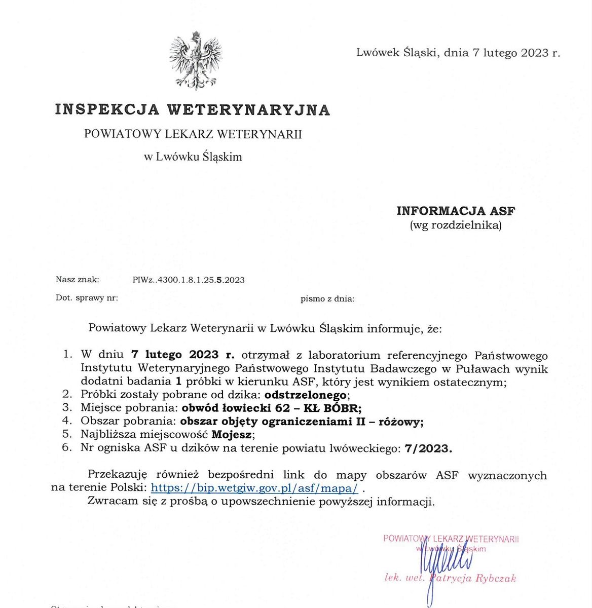 Lwówek Śląski: ASF w powiecie