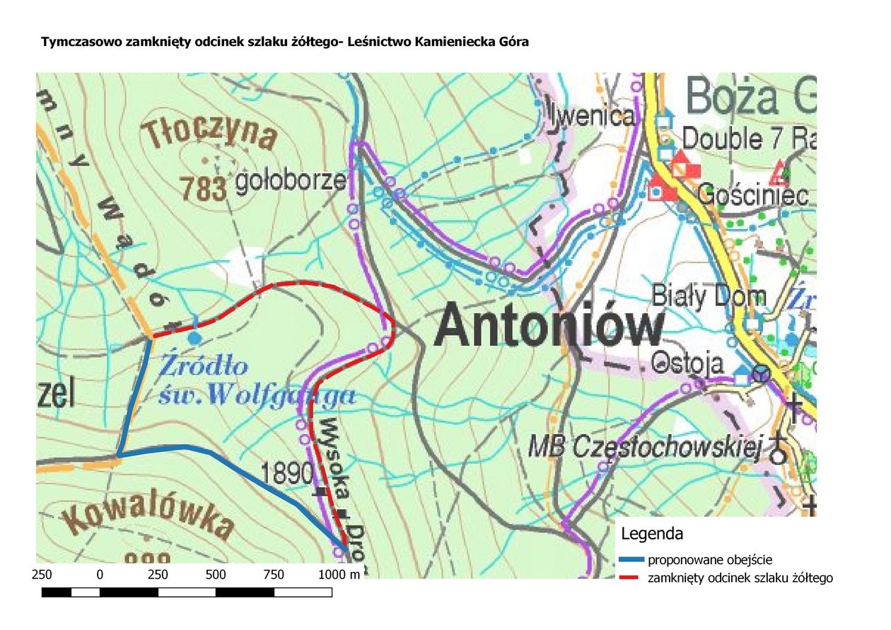 Szklarska Poręba: Zamknięty żółty szlak