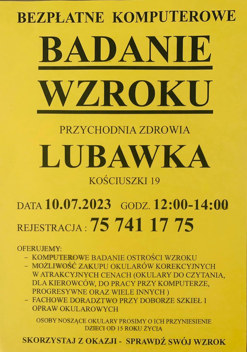 Lubawka: Sprawdź swój wzrok