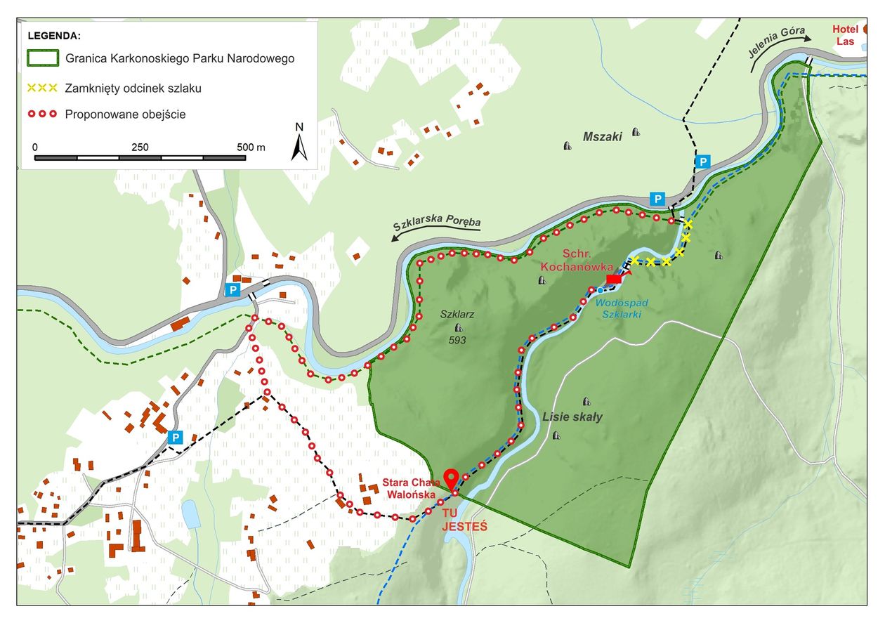 Region: Zamknięty szlak koło wodospadu