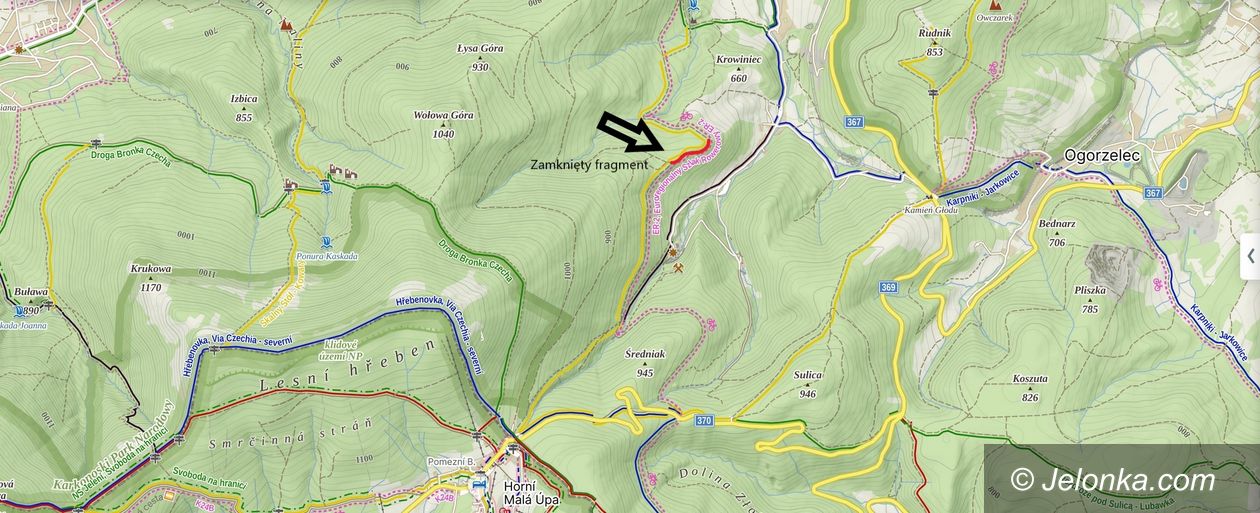 Kowary: Utrudnienia na szlaku