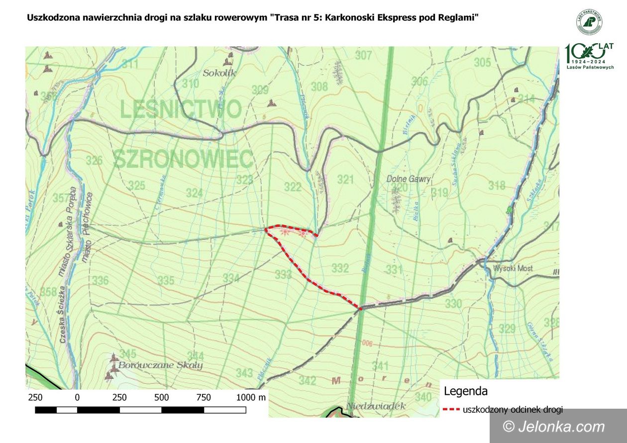 Szklarska Poręba: Uszkodzony szlak rowerowy