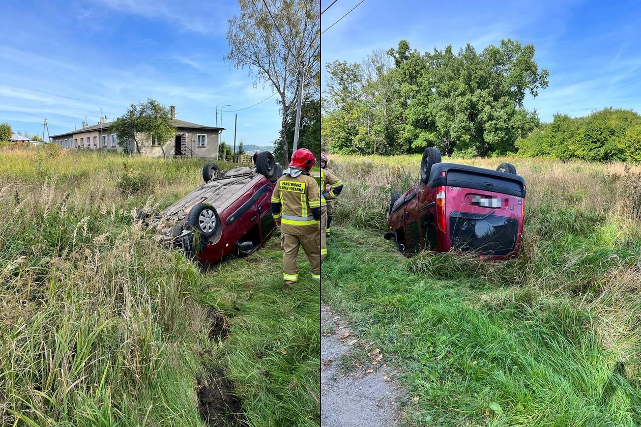 Kamienna Góra: Auto na dachu