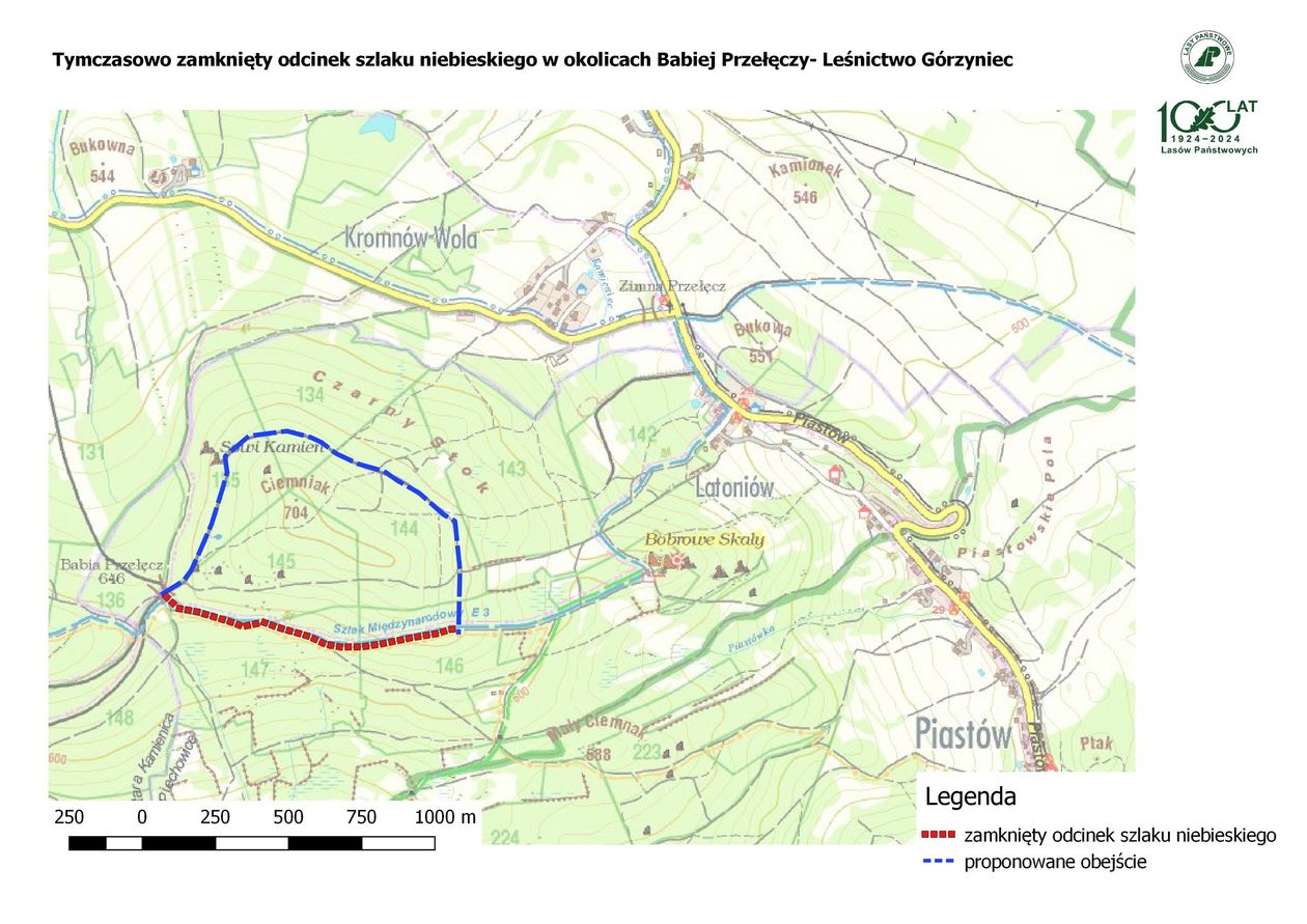 Piechowice: Zamknięty szlak przy Babiej Przełęczy