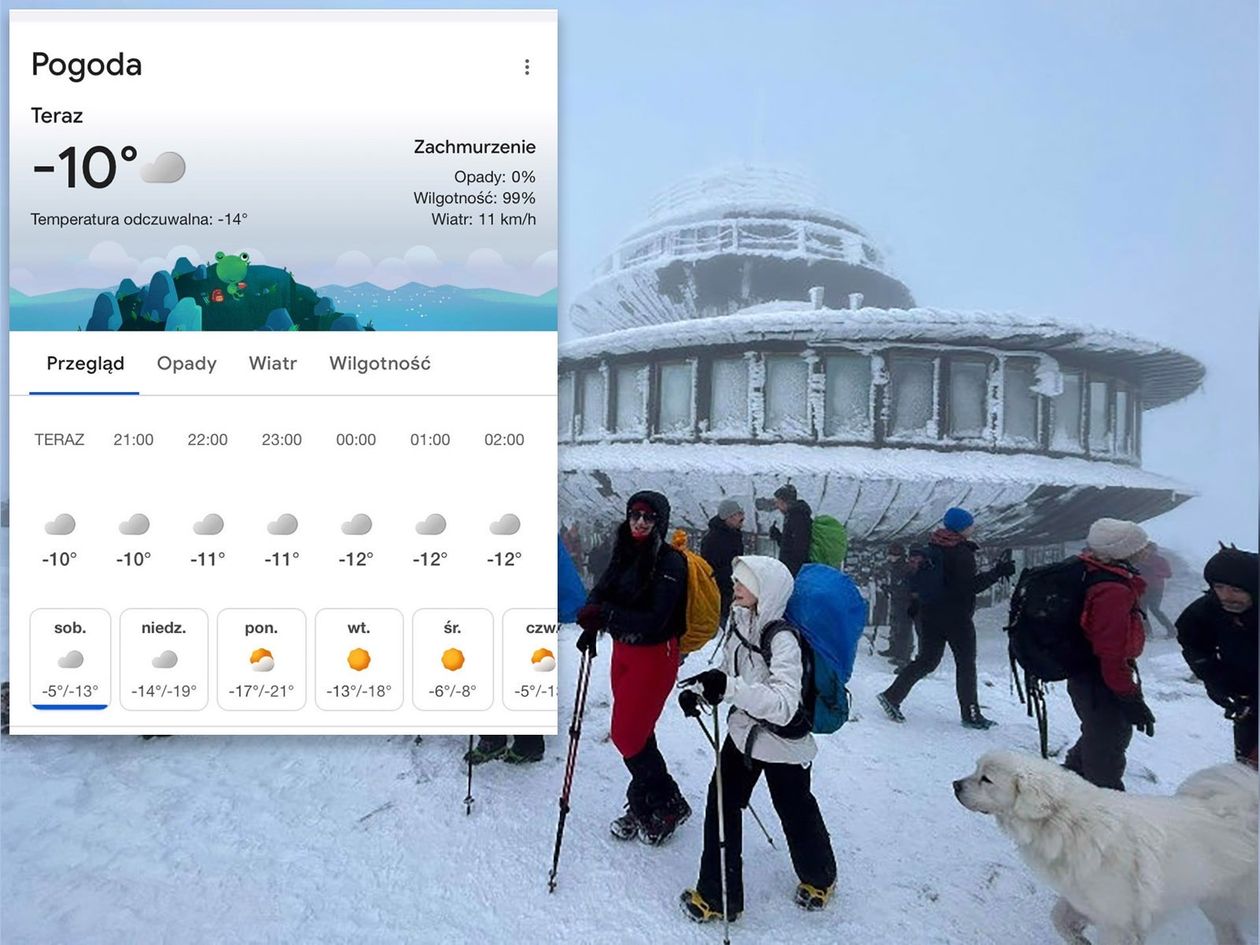 Karkonosze: Pojutrze będzie –21 na Śnieżce