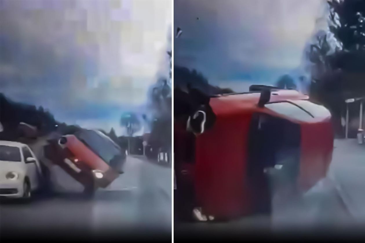 Jelenia Góra: Clio pofrunął (video z wypadku)
