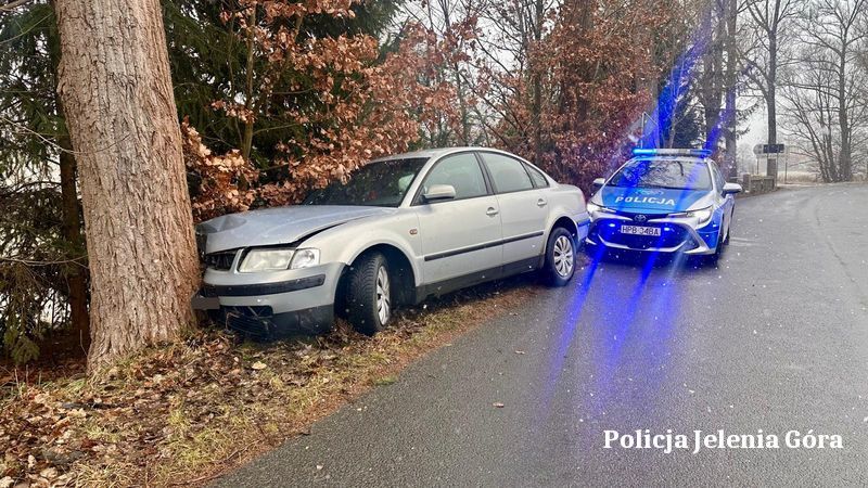 Jelenia Góra: Pijany wjechał w drzewo