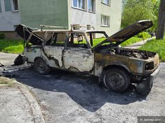 Wartburg spłonął doszczętnie