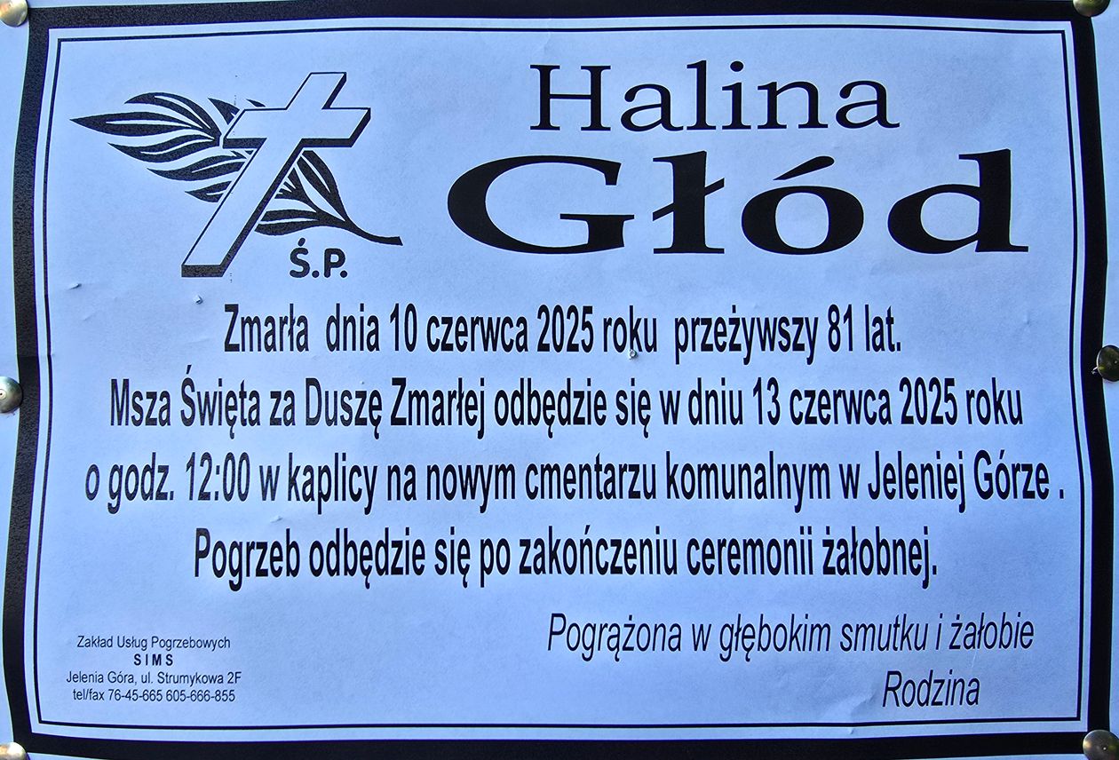Jelenia Góra: Zmarła Halina Głód
