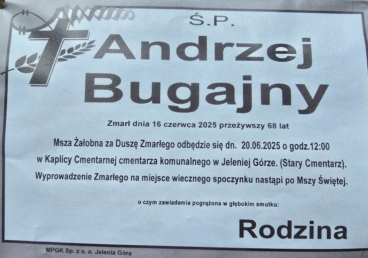 Powiat: Zmarł Andrzej Bugajny