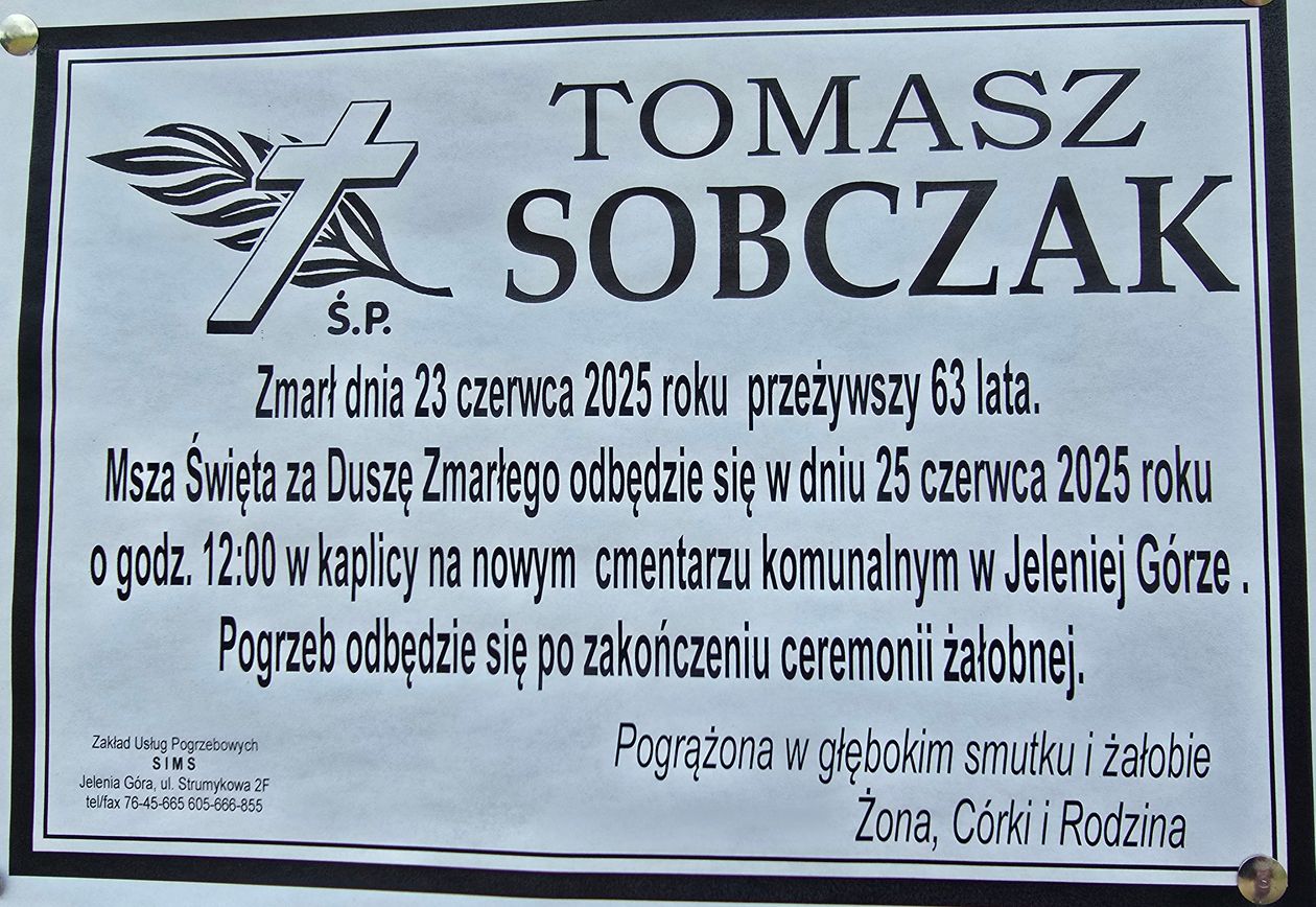 Jelenia Góra: Zmarł Tomasz Sobczak