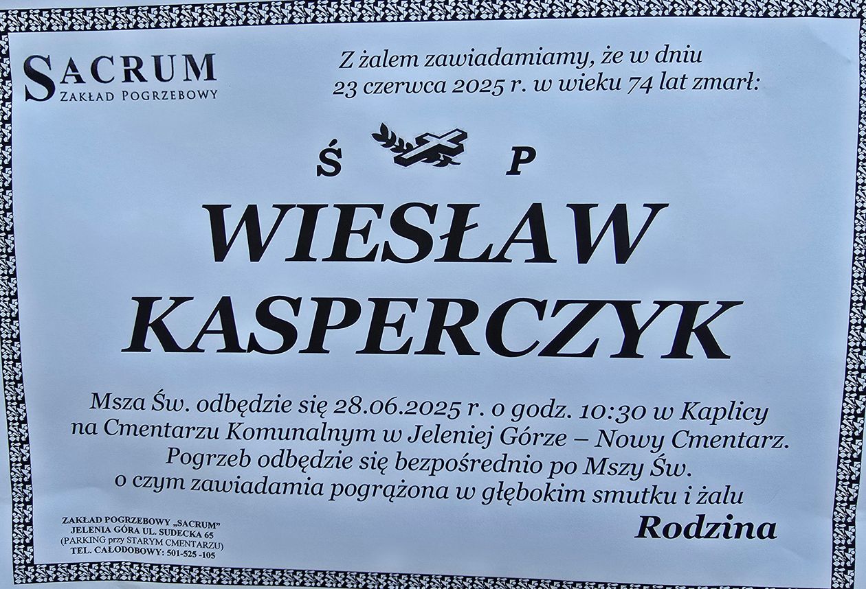 Jelenia Góra: Zmarł Wiesław Kasperczyk