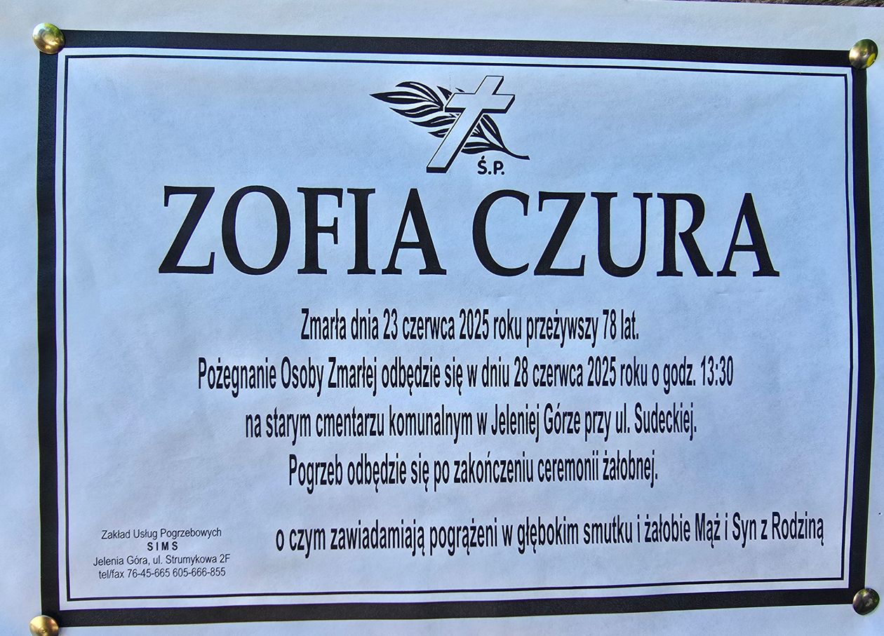 Jelenia Góra: Zmarła Zofia Czura