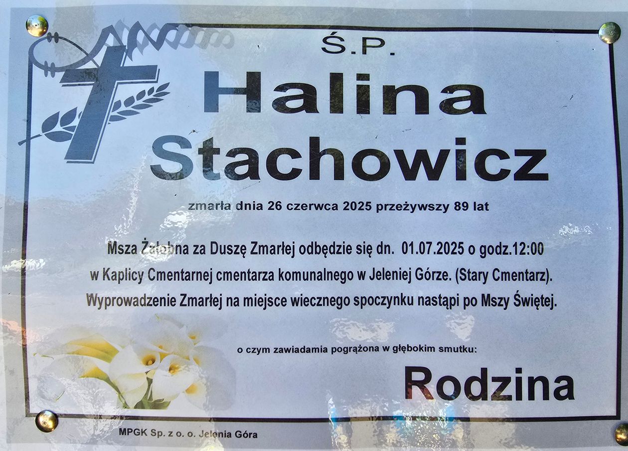 Jelenia Góra: Zmarła Halina Stachowicz