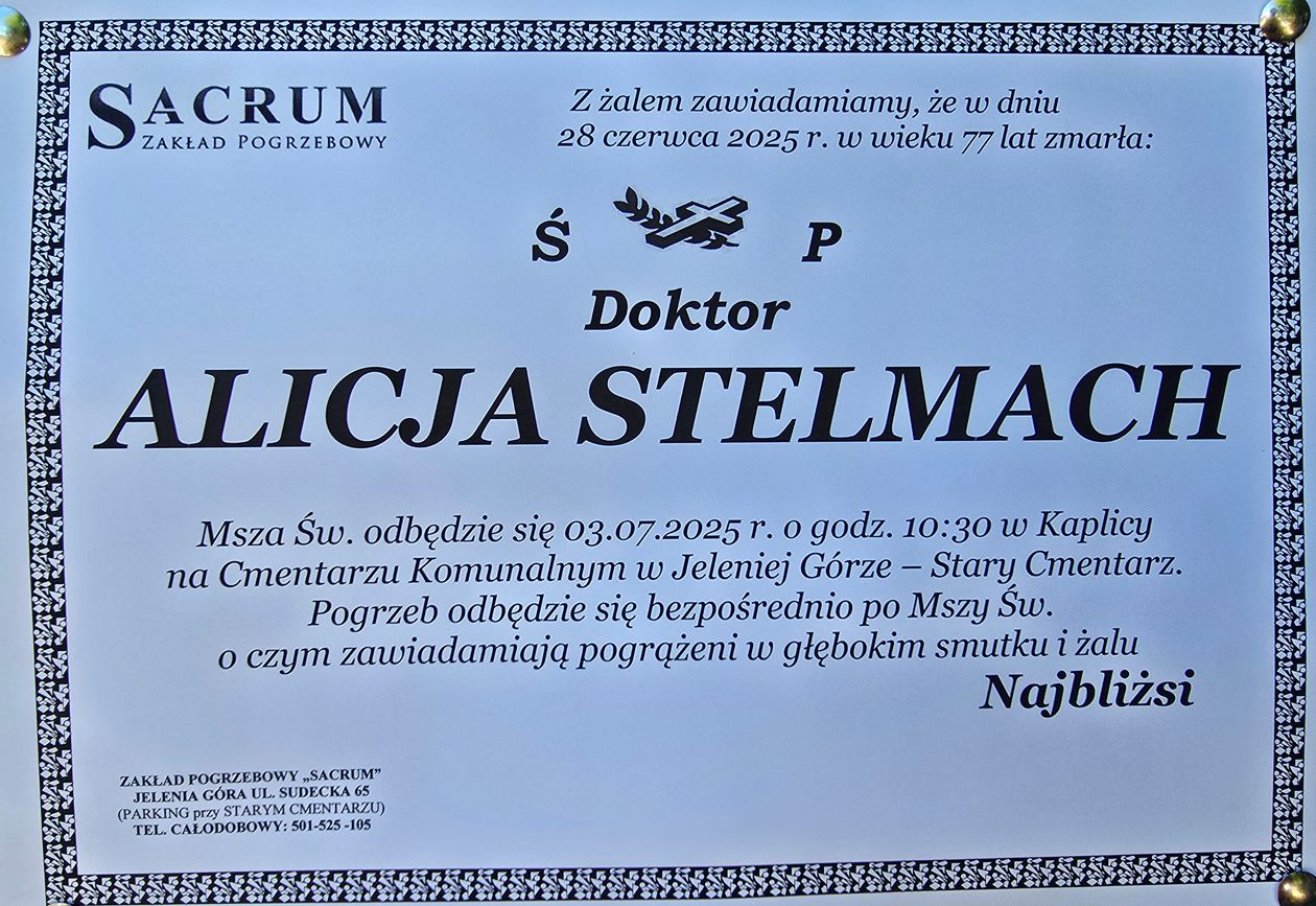 Jelenia Góra: Zmarła Alicja Stelmach