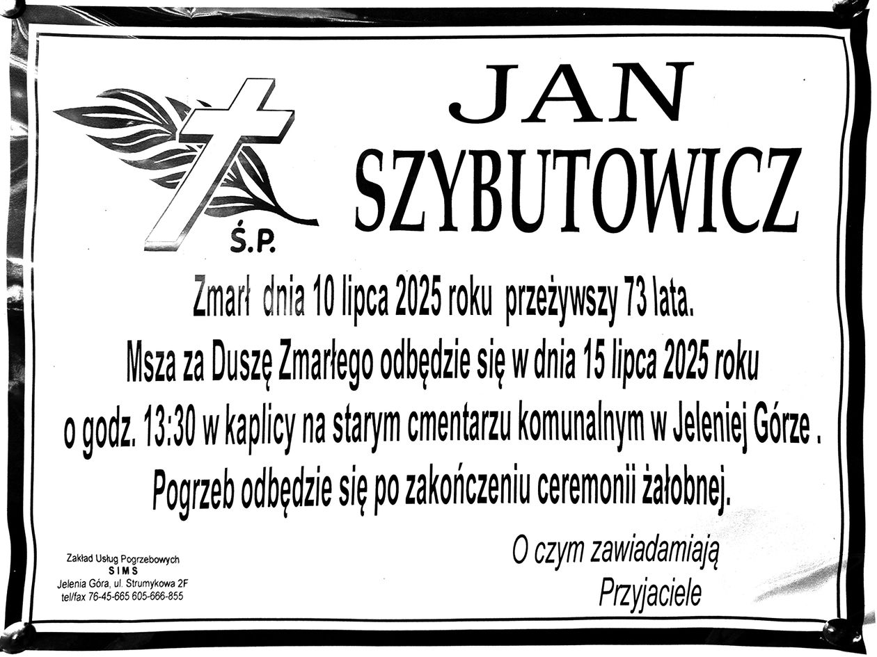 Jelenia Góra: Zmarł Jan Szybutowicz