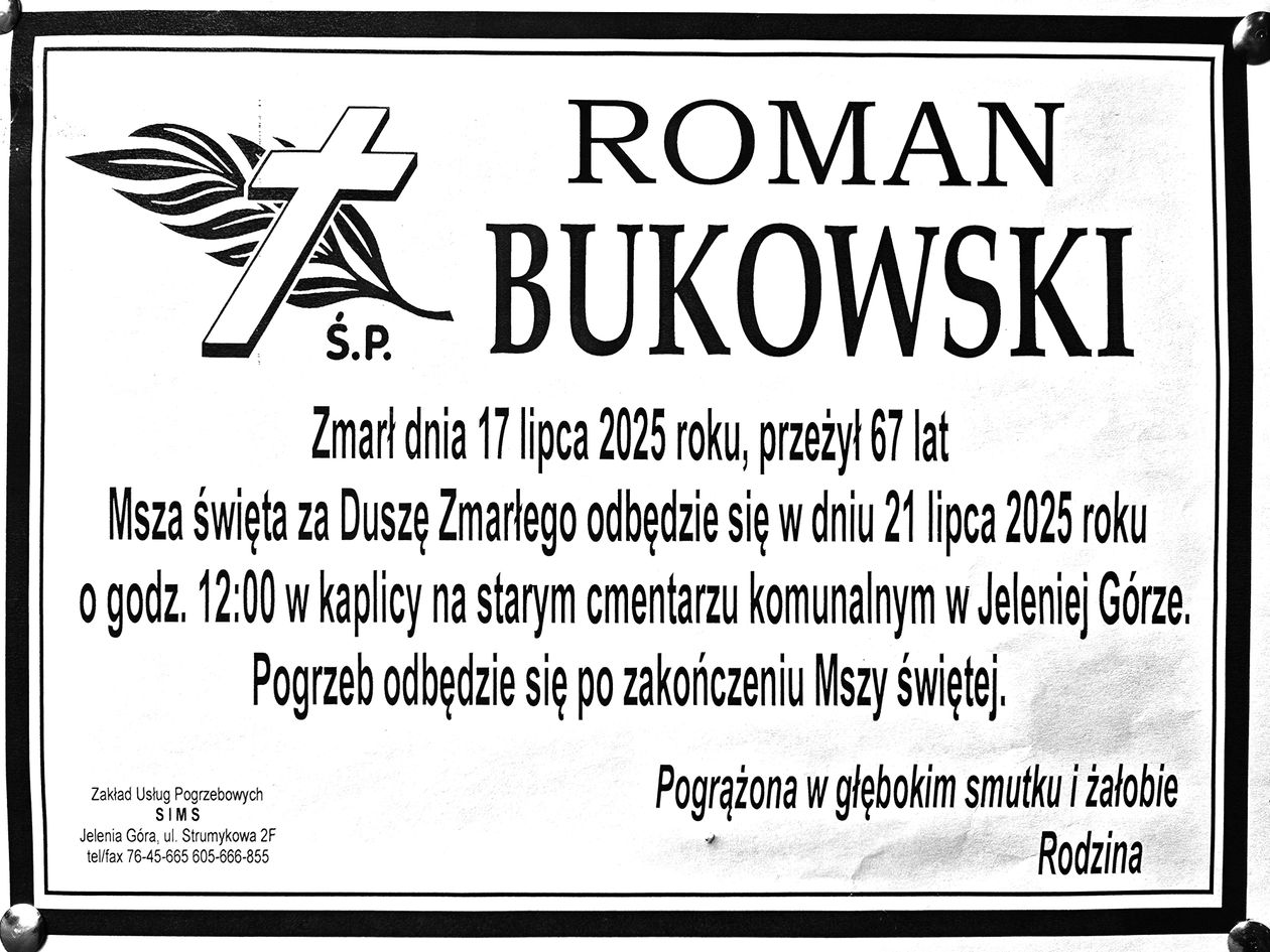 Jelenia Góra: Zmarł Roman Bukowski