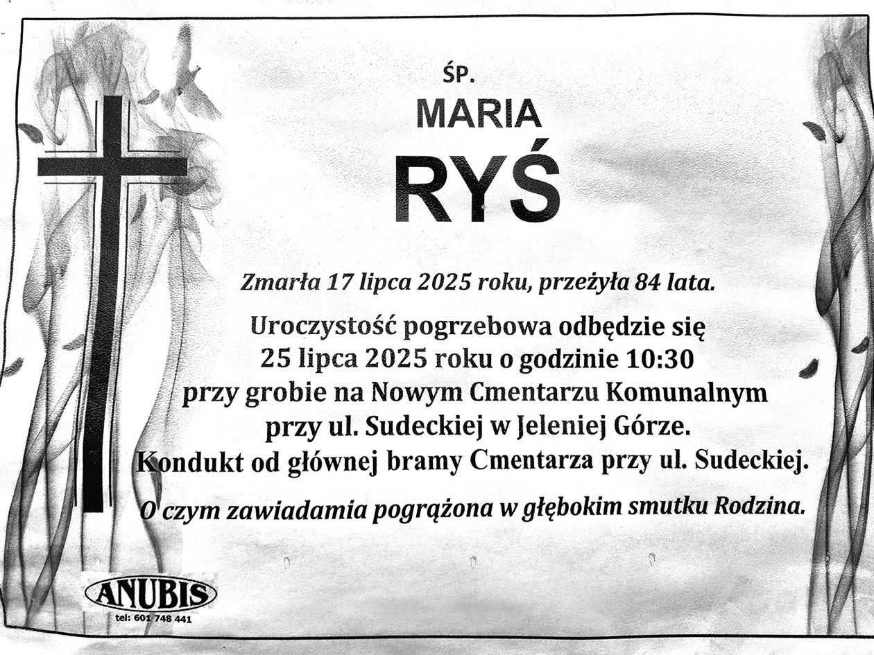 Jelenia Góra: Zmarła Maria Ryś