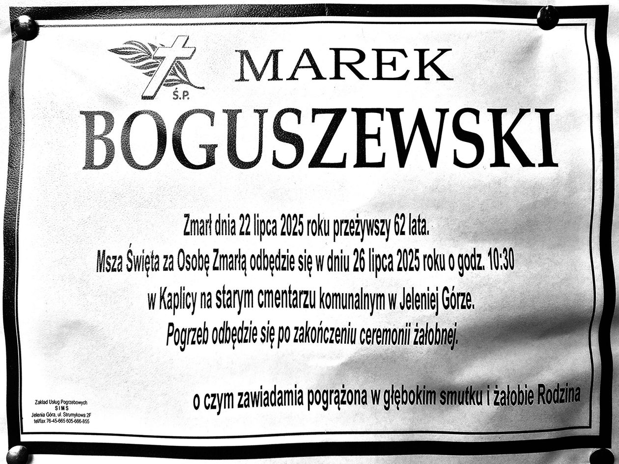 Jelenia Góra: Zmarł Marek Boguszewski