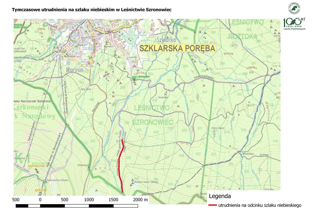 Szklarska Poręba: Utrudnienia przy Borówczanych Skałach