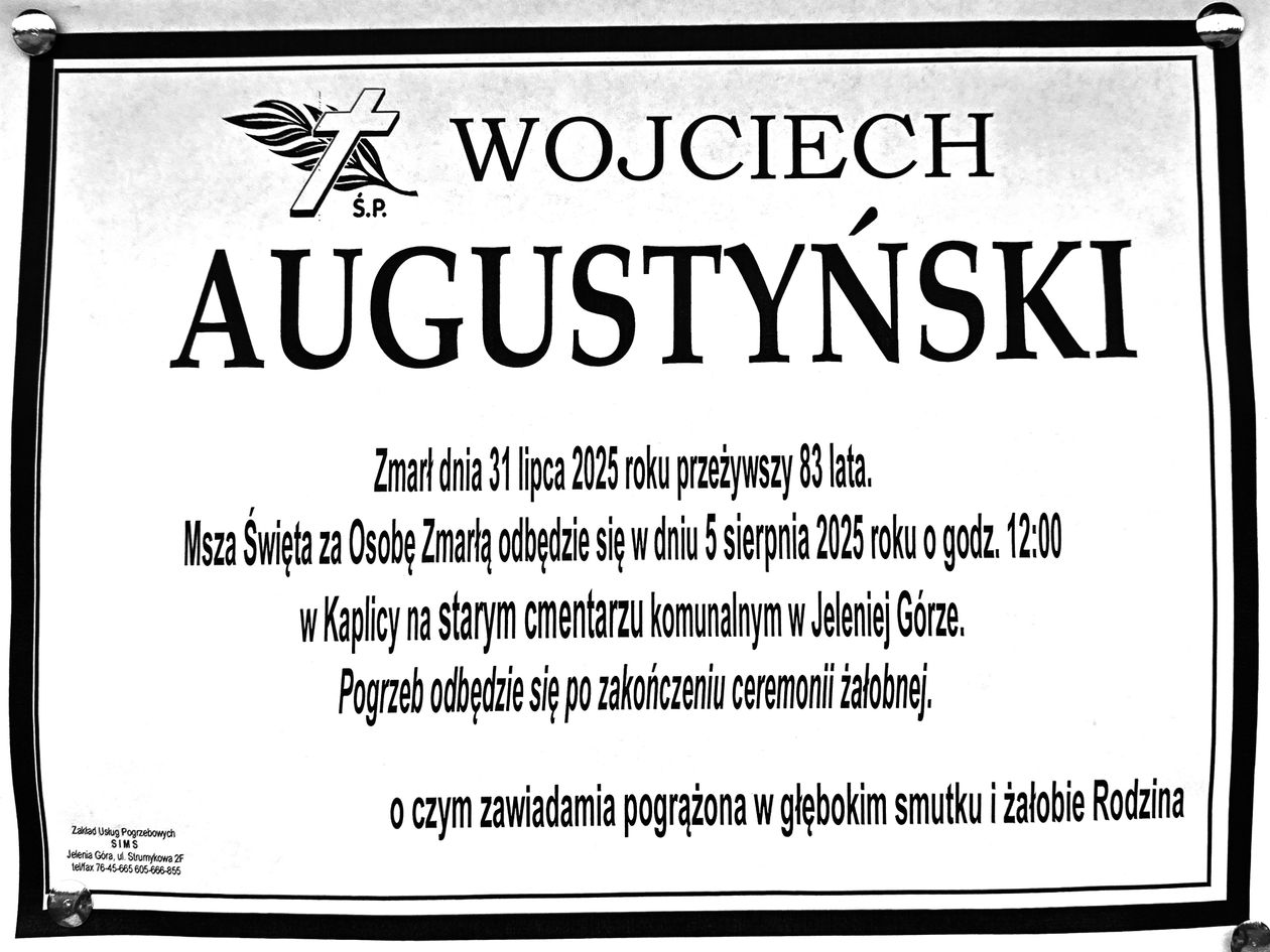 Jelenia Góra: Zmarł Wojciech Augustyński