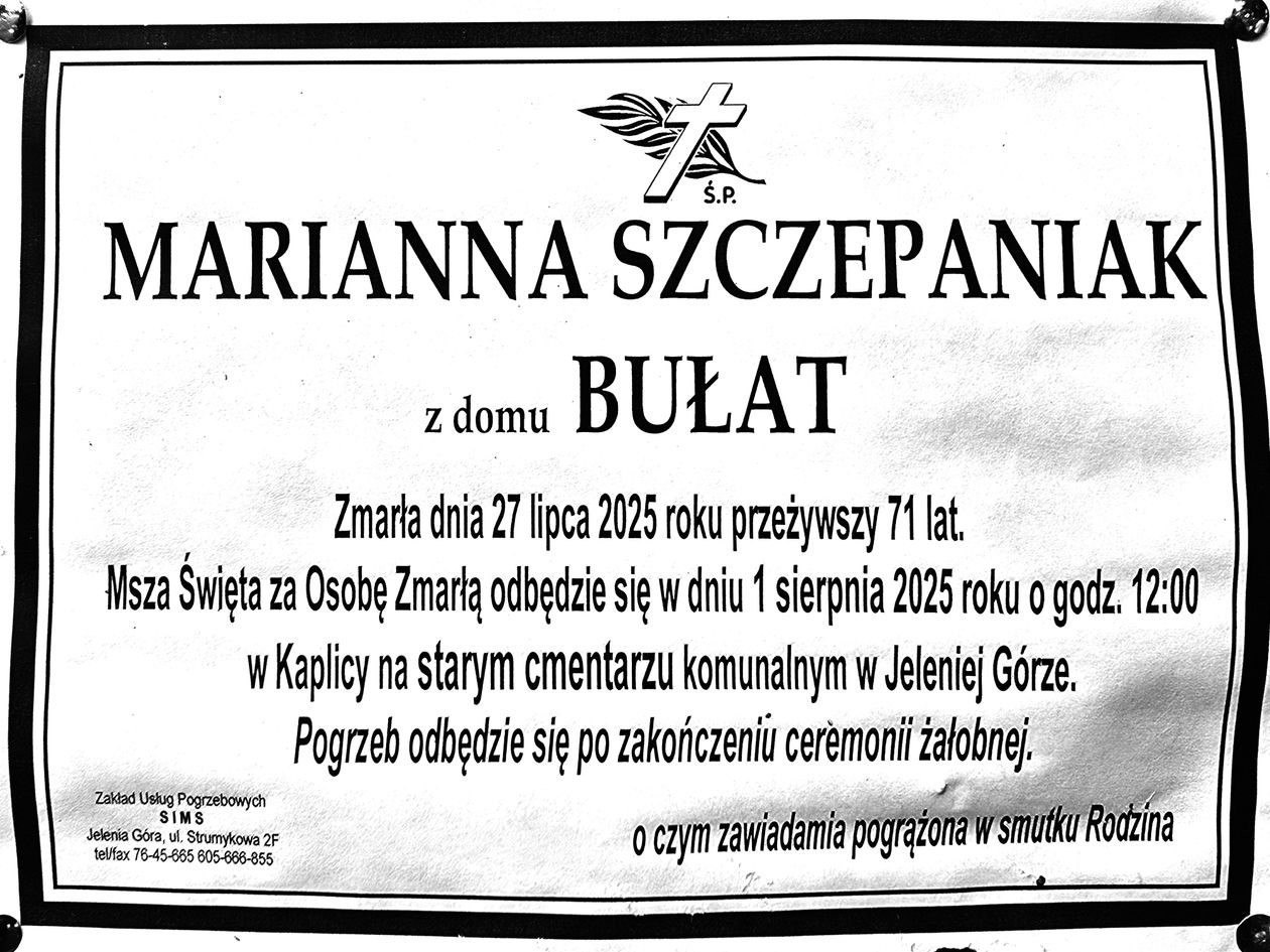Jelenia Góra: Zmarła Marianna Szczepaniak–Bułat