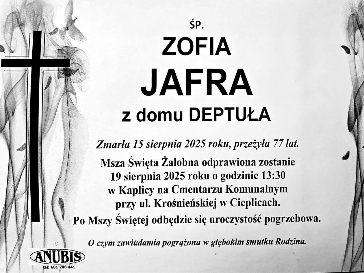Jelenia Góra: Zmarła Zofia Jafra z domu Deptuła