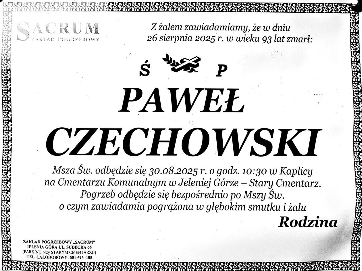 Jelenia Góra: Zmarł Paweł Czechowski