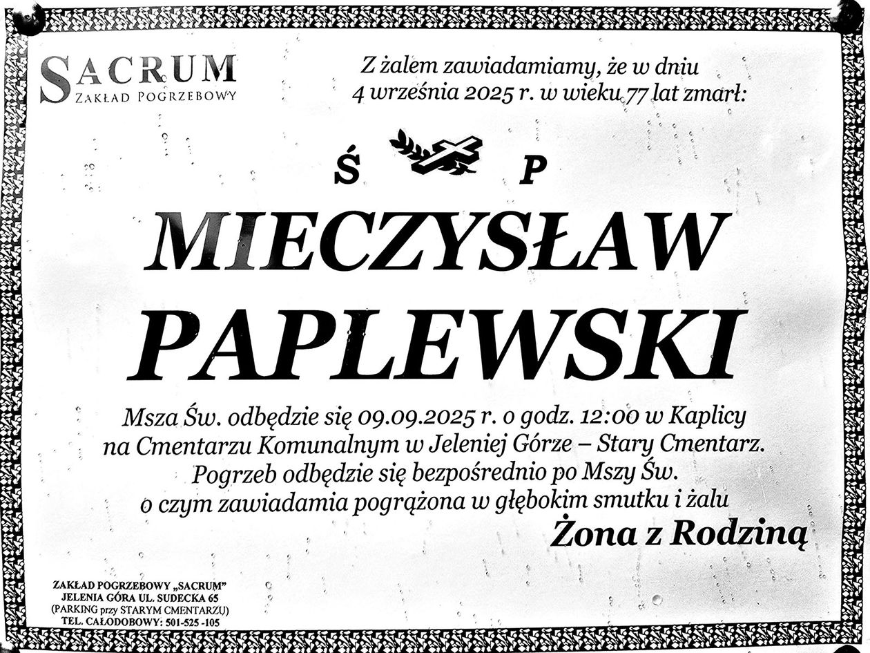 Jelenia Góra: Zmarł Mieczysław Peplewski