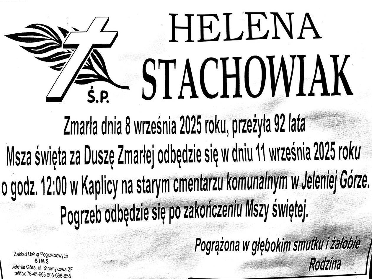 Jelenia Góra: Zmarła Helena Stachowiak