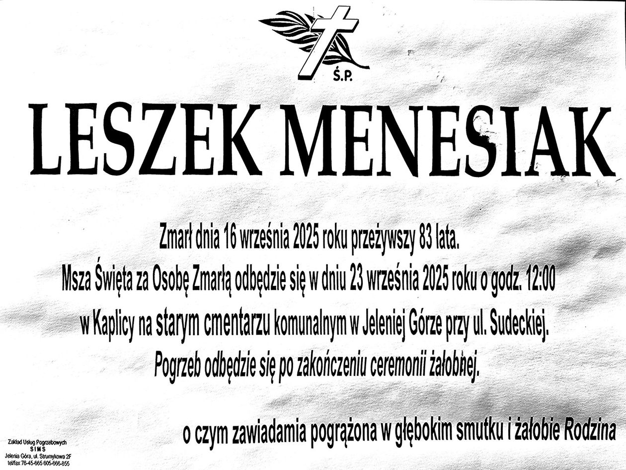 Jelenia Góra: Zmarł Leszek Menesiak