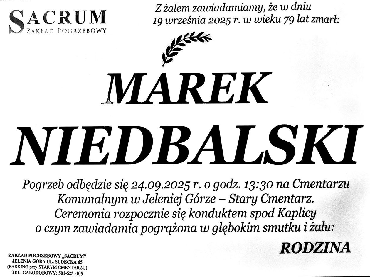 Jelenia Góra: Zmarł Marek Niedbalski