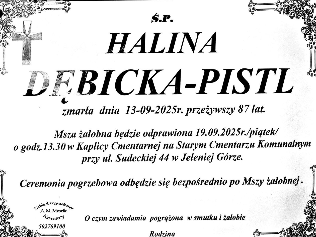 Jelenia Góra: Zmarła Halina Dębicka–Pistl