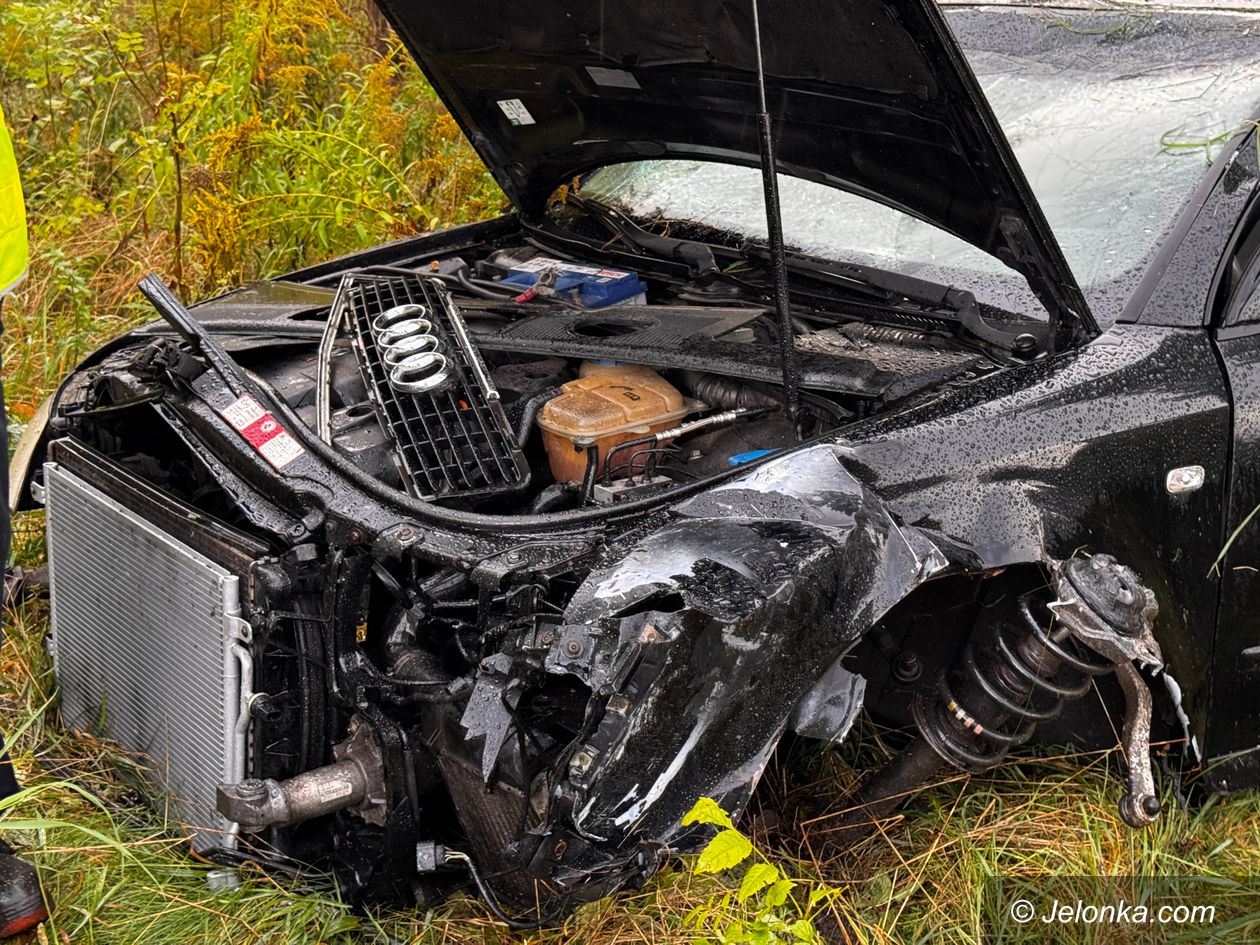 Jelenia Góra: Audi wypadło z drogi na ul. Wincentego Pola