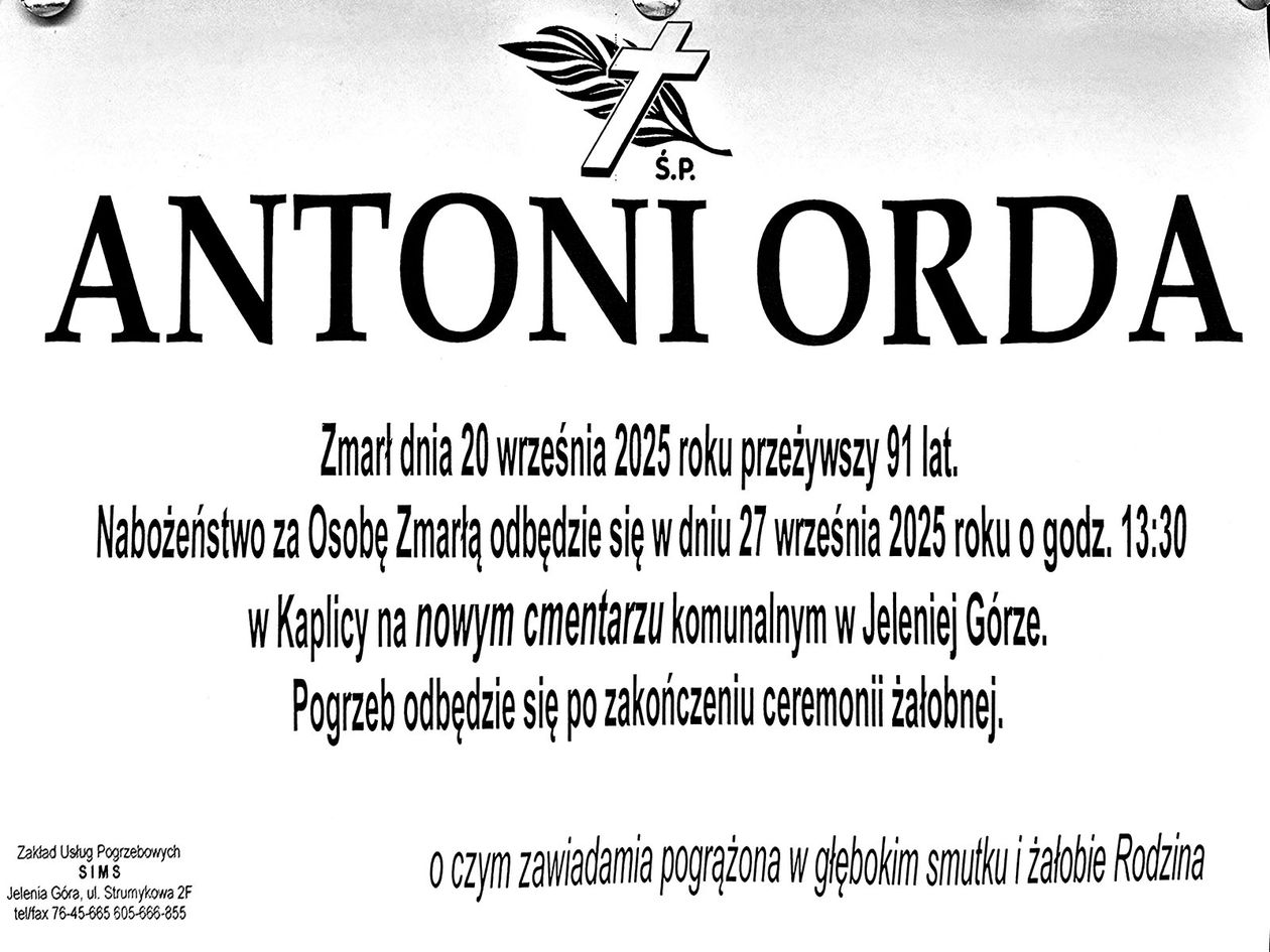 Jelenia Góra: Zmarł Antoni Orda