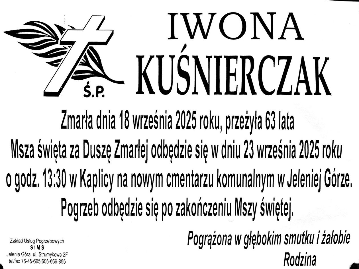 Jelenia Góra: Zmarła Iwona Kuśnierczak
