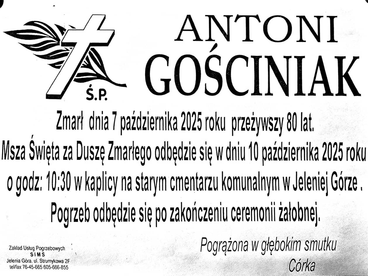 Jelenia Góra: Zmarł Antoni Gościniak