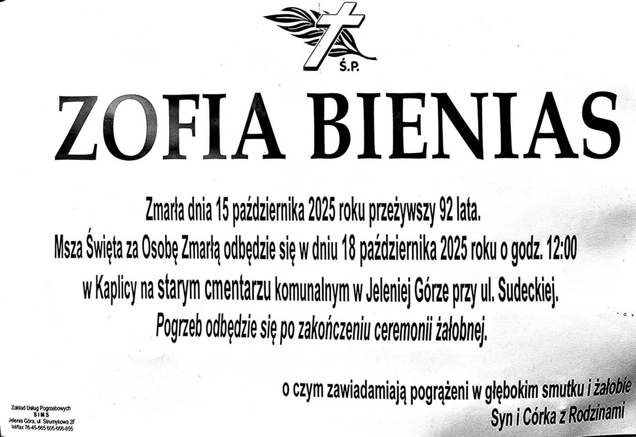 Jelenia Góra: Zmarła Zofia Bienias