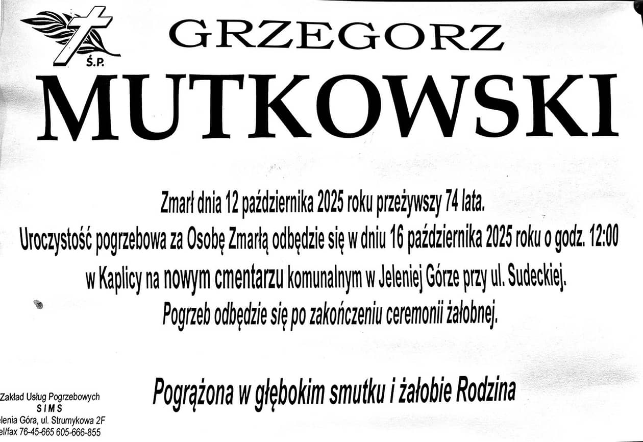 Jelenia Góra: Zmarł Grzegorz Mutkowski