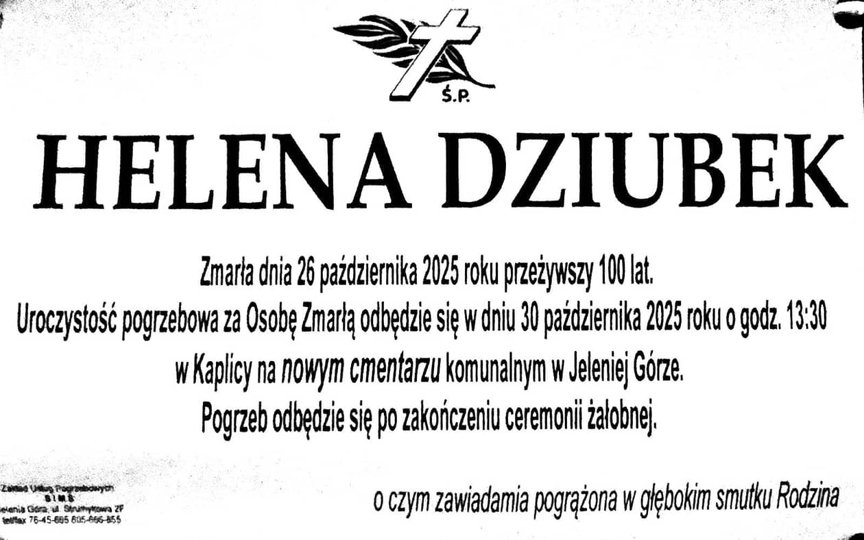 Jelenia Góra: Zmarła Helena Dziubek – miała 100 lat