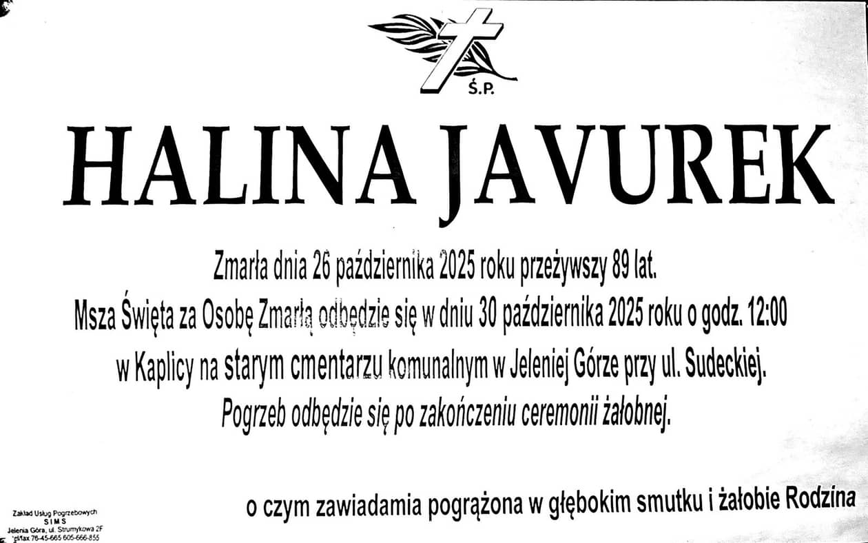 Jelenia Góra: Zmarła Halina Javurek