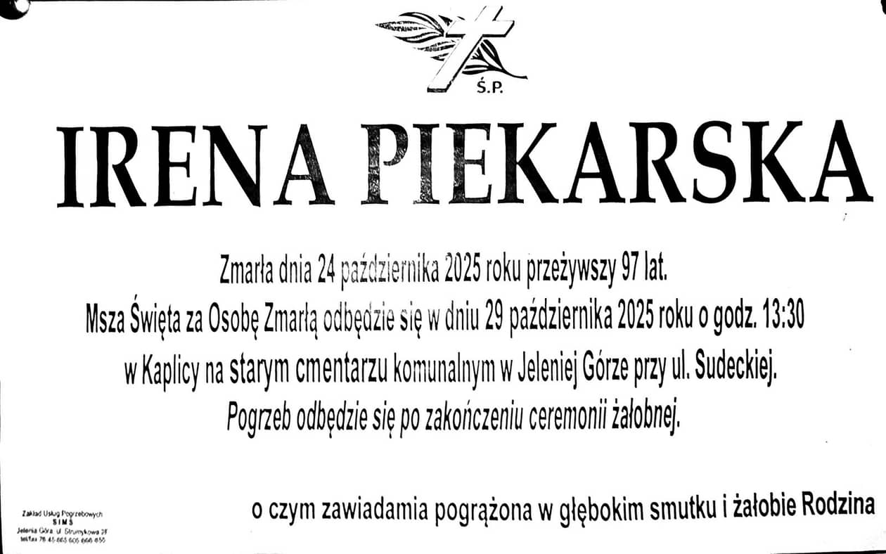 Jelenia Góra: Zmarła Irena Piekarska