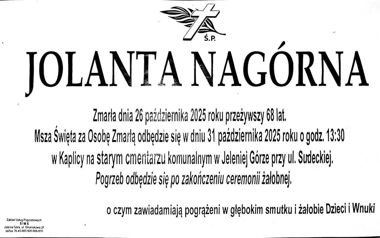 Jelenia Góra: Zmarła Jolanta Nagórna